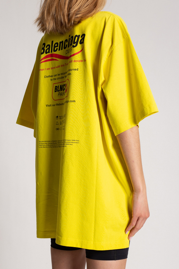 Yellow Oversize T - shirt with logo Balenciaga